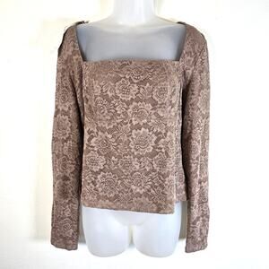 PinkmStyle Lace Baby Doll Top Womens XXL Beige Y2K Coquette Cottagecore Romantic